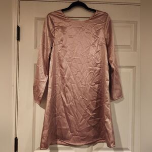 Loveriche pink silky Satin feel long sleeve dress 4